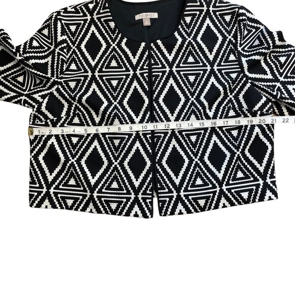 ROZ & ALI BLAZER AZTEC GEOMETRIC SIZE XL 3/4 SLEEVE JACKET CLASSIC ARTSY CAREER - Picture 8 of 9